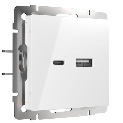 Розетка USB тип A+С без рамки Werkel 2-м. белый глянцевый фото Розетка USB тип A+С без рамки Werkel 2-м. белый глянцевый картинка